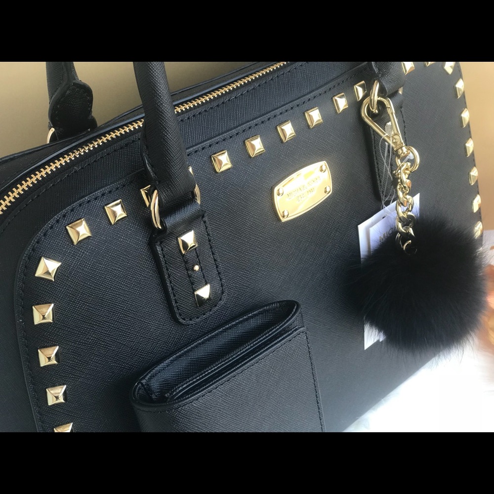 🌷MICHAEL KORS Black Saffiano Sandrine Tote Set - Picture 5 of 7